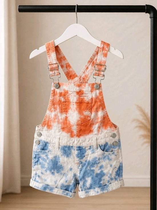 SO Other - SO Tie-Dye Orange & Blue Kids Short Overalls